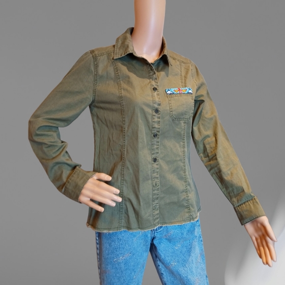 Billabong Women's Light Washed Army Green Jacket/Shirt - Picture 7 of 16
